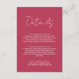 Elegantes einfaches Skript Viva Magenta Wedding De Begleitkarte