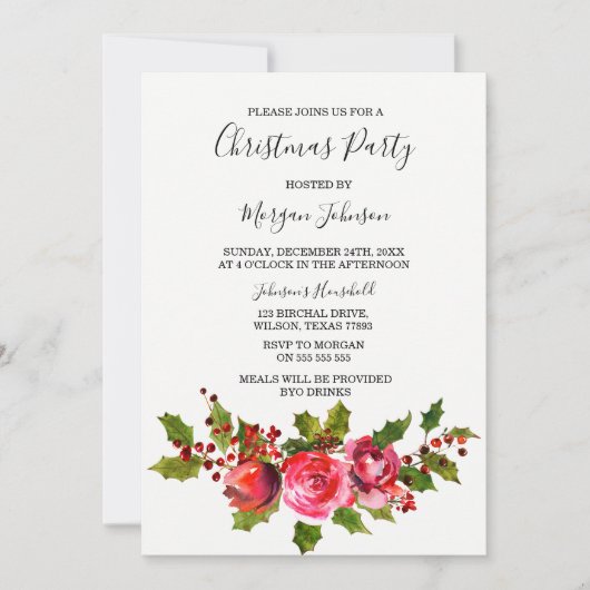 Elegantes Einfaches Skript Weihnachts-Party laden Einladung (Vorderseite)