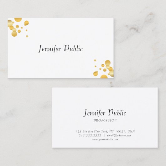 Elegantes einfaches Template Gold Confetti Modern Visitenkarte (Vorne/Hinten)