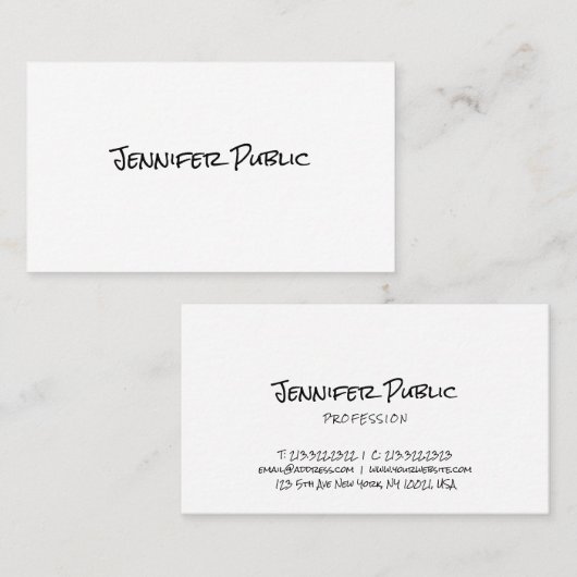 Elegantes einfaches Template Handwriting Skript Mo Visitenkarte (Vorne/Hinten)