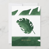 Elegantes, einfaches tropisches Blatt Einladung (Rückseite)