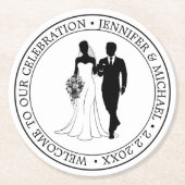 elegantes, einfaches Typografie-Ehepaar Runder Pappuntersetzer (Vorderseite)