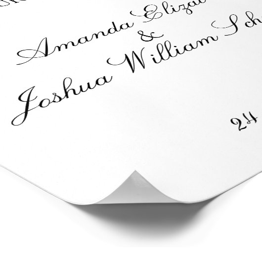 Elegantes einfaches und modernes Hochzeitszeichen Poster (Ecke)