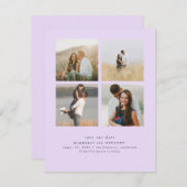 Elegantes Einfaches und Niedliches Vier-Foto Save Save The Date (Vorne/Hinten)