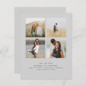 Elegantes Einfaches und Niedliches Vier-Foto Save  Save The Date (Vorne/Hinten)