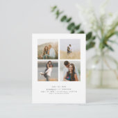 Elegantes Einfaches und Niedliches Vier-Foto Save Save The Date (Stehend Vorderseite)