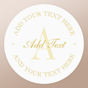 Elegantes einfaches Weiß & Gold Monogramm wasserfe Etiketten