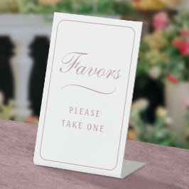 Elegantes, einfaches White Blush Favors Pedestal-Z Sockelschild