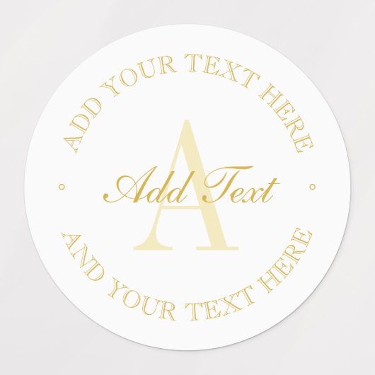 Elegantes einfaches White & Gold Monogram wasserdi Etiketten (Design 1)