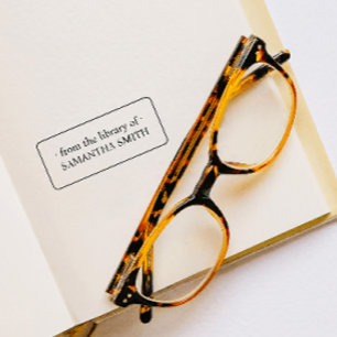 ELEGANTES EINGERAHMTES NAMENS-EXLIBRIS BIBLIOTHEK GUMMISTEMPEL