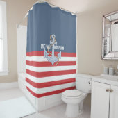 Elegantes eingradiges Strandhaus Anchor Streifen M Duschvorhang (Beispiel)
