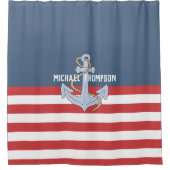 Elegantes eingradiges Strandhaus Anchor Streifen M Duschvorhang (Vorderseite)