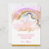 Elegantes Einhorn danke Karten rosa Gold Regenboge (Vorderseite)