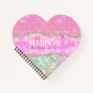 Elegantes Einhorn rosa Glitter Strass Monogramm n Notizblock