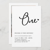 Elegantes einjähriges Foto-Party Einladung (Vorne/Hinten)