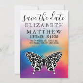 Elegantes Einladungs-Auto mit Bow- und Herzfunken Einladung (Rückseite)