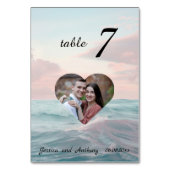 Elegantes einzigartiges Beach Foto Hochzeit Tischn Tischnummer (Vorderseite)