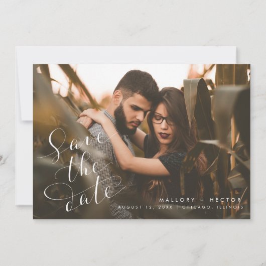 Elegantes einzigartiges Foto Hochzeit speichern Si Save The Date (Vorderseite)