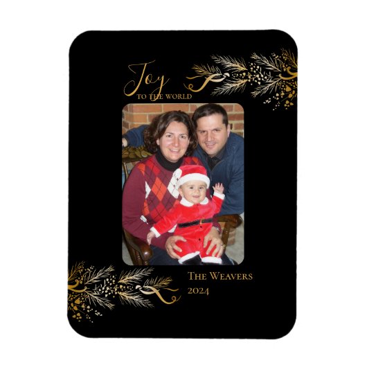 Elegantes einzigartiges Gold Black Joy Weihnachtsf Magnet (Vertikal)