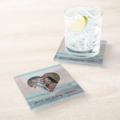 Elegantes einzigartiges Küstenstrand Hochzeitssemb Glasuntersetzer (Schrägansicht)