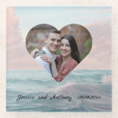 Elegantes einzigartiges Küstenstrand Hochzeitssemb Glasuntersetzer (Vorderseite)