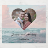 Elegantes einzigartiges Küstenstrand Hochzeitssemb Schaumweinetikett (Einzelnes Label)