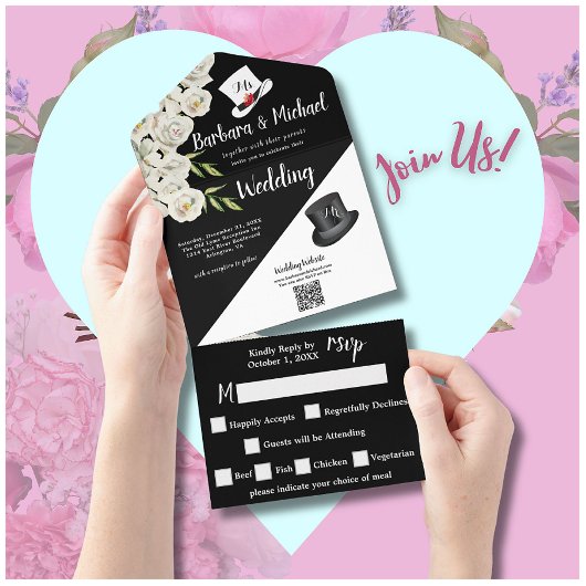 Elegantes, einzigartiges Schwarz-Weiß-Foto All In One Einladung