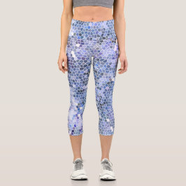 Elegantes, eisblaues Mosaik, modern Capri Leggings