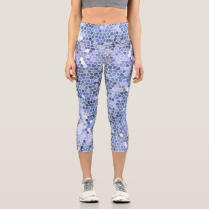 Elegantes, eisblaues Mosaik, modern Capri Leggings