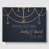 Elegantes Electric Blue Textured Traditional Gästebuch (Vorderseite)