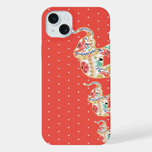 Elegantes Elefantenzug-Blumendekoratives Ornament iPhone 15 Plus Hülle