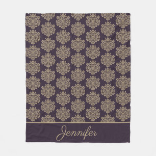 Elegantes elegantes goldfarbenes Damastmuster Fleecedecke