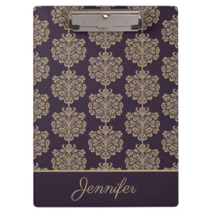 Elegantes elegantes goldfarbenes Damastmuster Klemmbrett