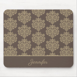 Elegantes elegantes goldfarbenes Damastmuster Mousepad
