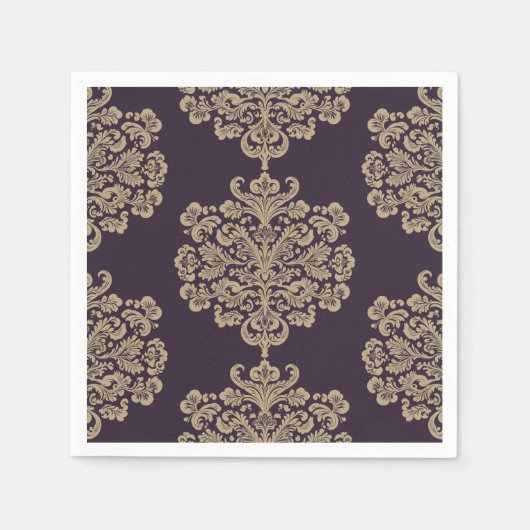 Elegantes elegantes goldfarbenes Damastmuster Serviette (Vorderseite)