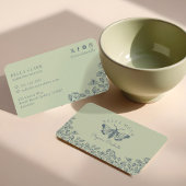 Elegantes & elegantes Green & Blue Florals & Moth Visitenkarte