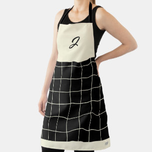 Elegantes elegantes, schick schwarzes Cream Grid B Schürze