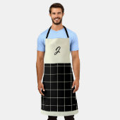 Elegantes elegantes, schick schwarzes Cream Grid B Schürze (Getragen)