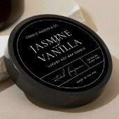 Elegantes, elegantes, schwarzes Tin Lid Candle Lab Runder Aufkleber