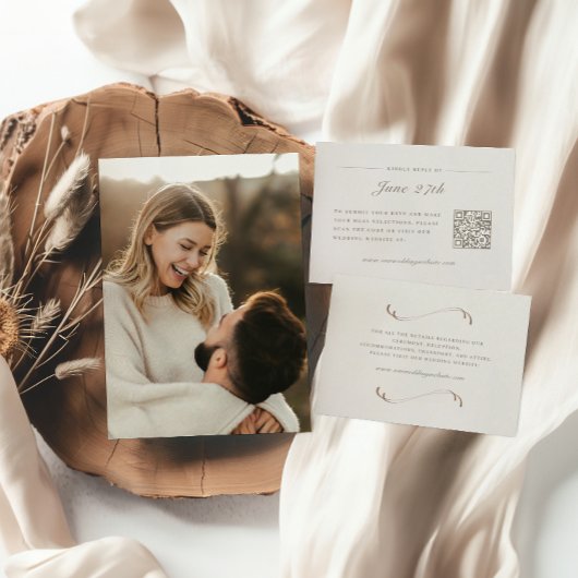 Elegantes Elfenbein & Ash Fall Botanisches Foto Ho Einladung