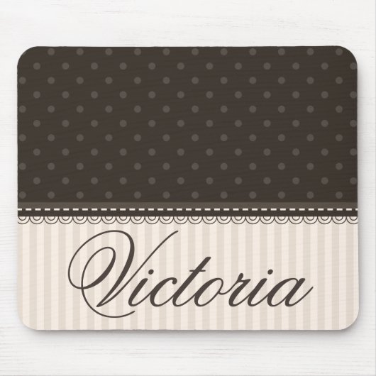 Elegantes Elfenbein-fertigen beige Brown-Tupfen Mousepad (Vorne)