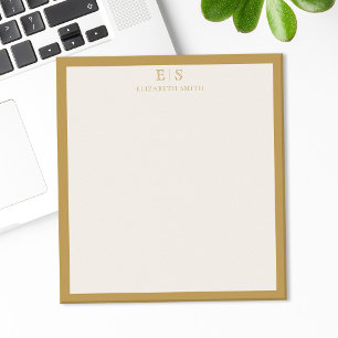 Elegantes Elfenbein-Gold-Rahmen-Monogramm Notizblock