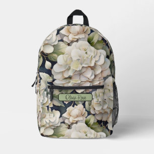 Elegantes Elfenbein, rosa grüne Marine, Aquarellbl Bedruckter Rucksack