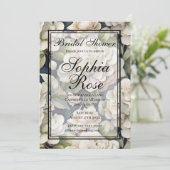 Elegantes Elfenbein, rosa grüne Marine, Aquarellbl Einladung (Stehend Vorderseite)