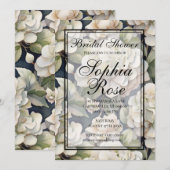 Elegantes Elfenbein, rosa grüne Marine, Aquarellbl Einladung (Vorne/Hinten)