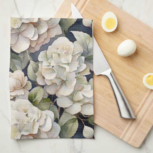 Elegantes Elfenbein, rosa grüne Marine, Aquarellbl Geschirrtuch (Viertel Falte)