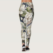 Elegantes Elfenbein, rosa grüne Marine, Aquarellbl Leggings (Rückseite)