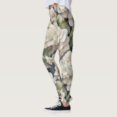Elegantes Elfenbein, rosa grüne Marine, Aquarellbl Leggings (Links)