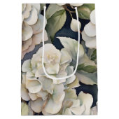 Elegantes Elfenbein, rosa grüne Marine, Aquarellbl Mittlere Geschenktüte (Rückseite)