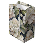 Elegantes Elfenbein, rosa grüne Marine, Aquarellbl Mittlere Geschenktüte (Rückseite Schrägansicht)